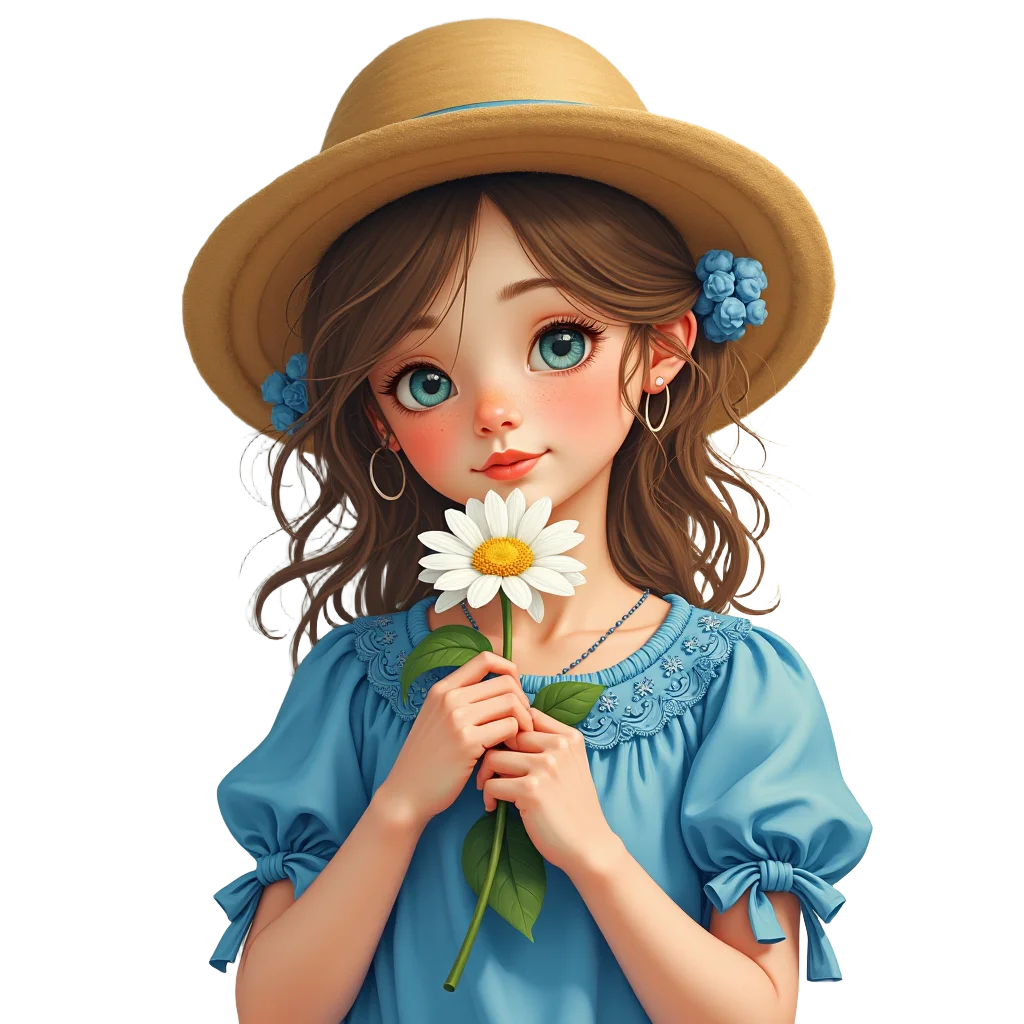 Charming Girl with Daisy